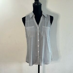 Express The Portofino Shirt Sleeveless Polka Dot Button Down Blouse Original Fit